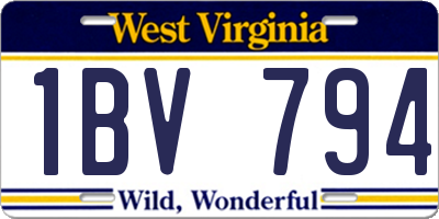 WV license plate 1BV794
