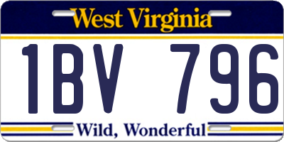 WV license plate 1BV796