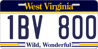 WV license plate 1BV800