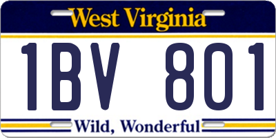 WV license plate 1BV801