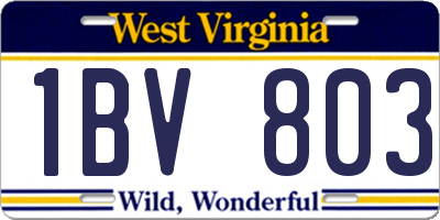 WV license plate 1BV803