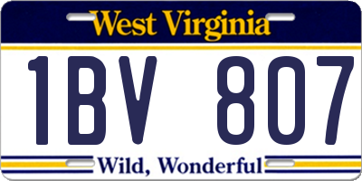 WV license plate 1BV807