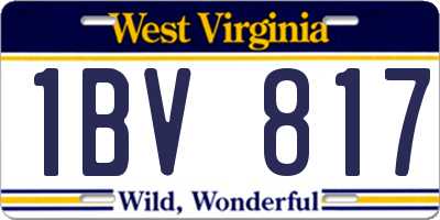 WV license plate 1BV817