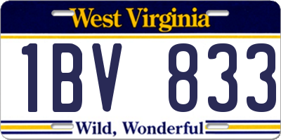 WV license plate 1BV833