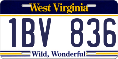 WV license plate 1BV836