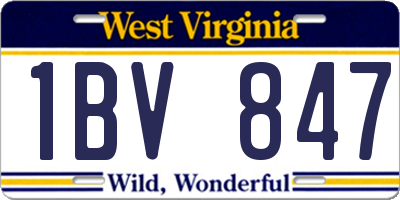 WV license plate 1BV847
