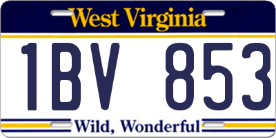 WV license plate 1BV853