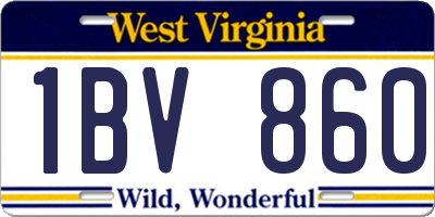 WV license plate 1BV860