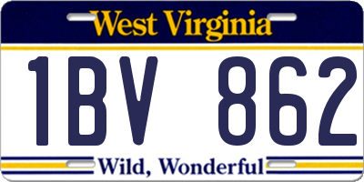 WV license plate 1BV862
