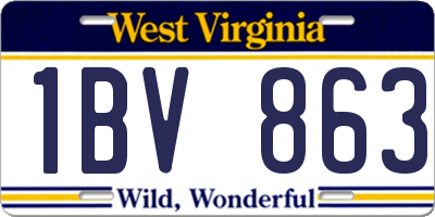 WV license plate 1BV863