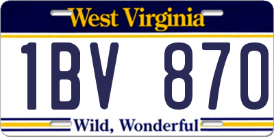WV license plate 1BV870