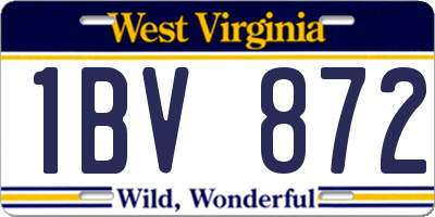 WV license plate 1BV872