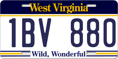 WV license plate 1BV880