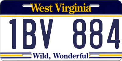 WV license plate 1BV884