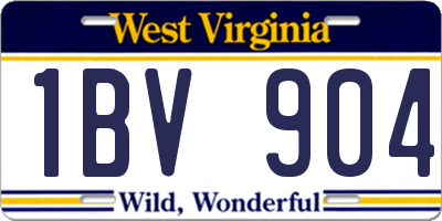 WV license plate 1BV904