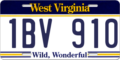 WV license plate 1BV910