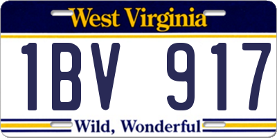 WV license plate 1BV917