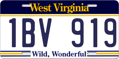 WV license plate 1BV919