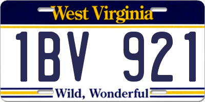 WV license plate 1BV921