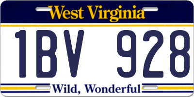 WV license plate 1BV928
