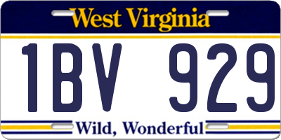 WV license plate 1BV929