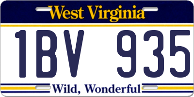 WV license plate 1BV935