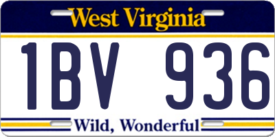 WV license plate 1BV936