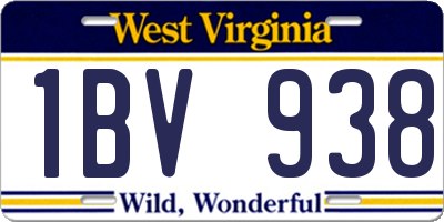 WV license plate 1BV938