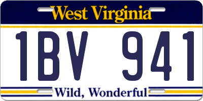 WV license plate 1BV941