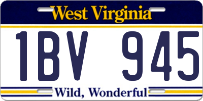 WV license plate 1BV945