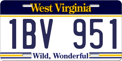 WV license plate 1BV951