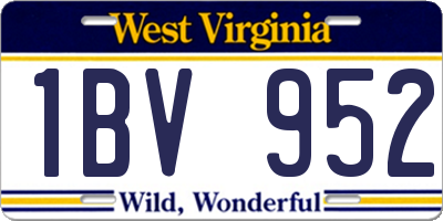 WV license plate 1BV952