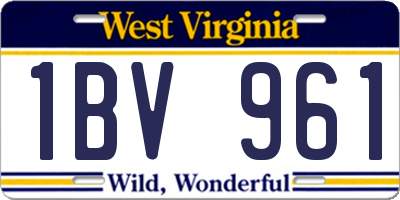 WV license plate 1BV961