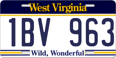 WV license plate 1BV963