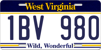 WV license plate 1BV980