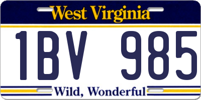 WV license plate 1BV985