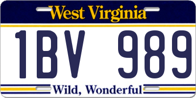 WV license plate 1BV989