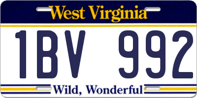 WV license plate 1BV992