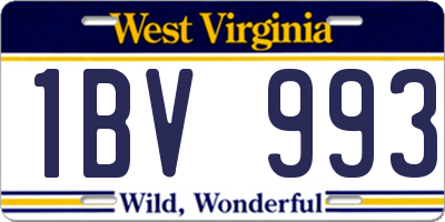 WV license plate 1BV993