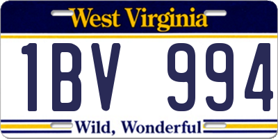 WV license plate 1BV994