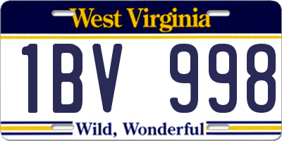WV license plate 1BV998
