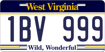 WV license plate 1BV999