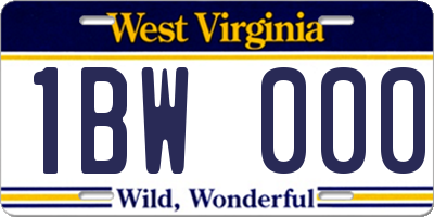 WV license plate 1BW000