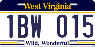 WV license plate 1BW015