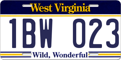 WV license plate 1BW023