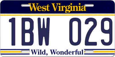 WV license plate 1BW029