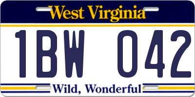 WV license plate 1BW042
