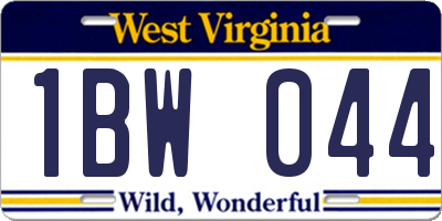 WV license plate 1BW044