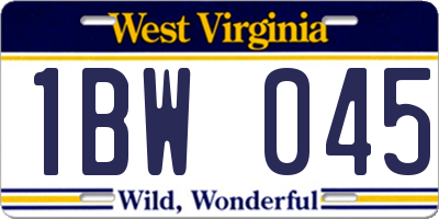 WV license plate 1BW045