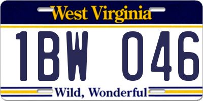 WV license plate 1BW046